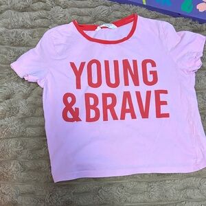 H&M Kids Pink 'Young & Brave' T-Shirt